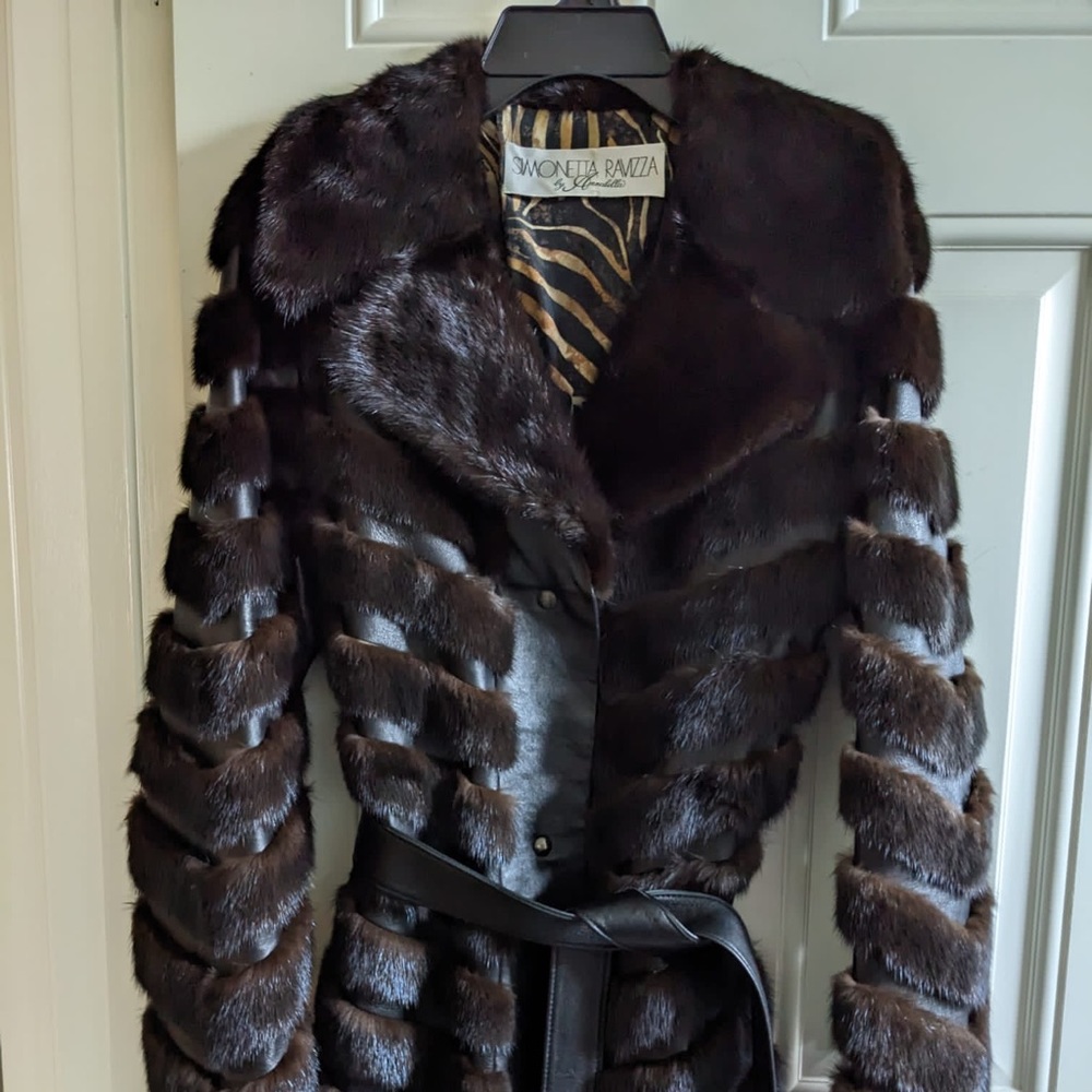 Simonetta Ravizza Mink Fur and Leather Women's Coat